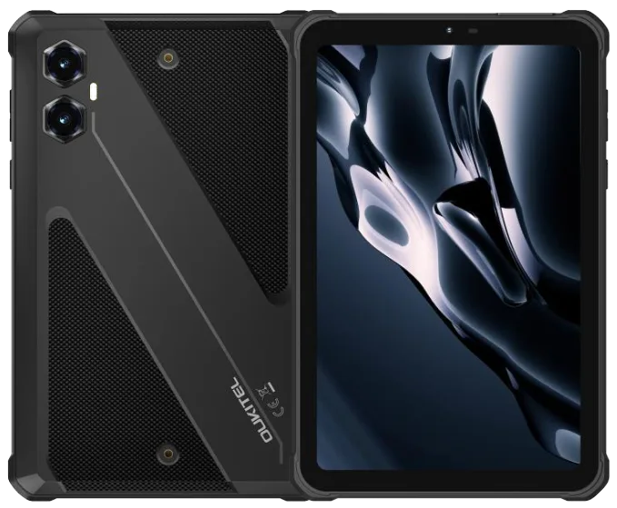 Rugged tablet, front and back