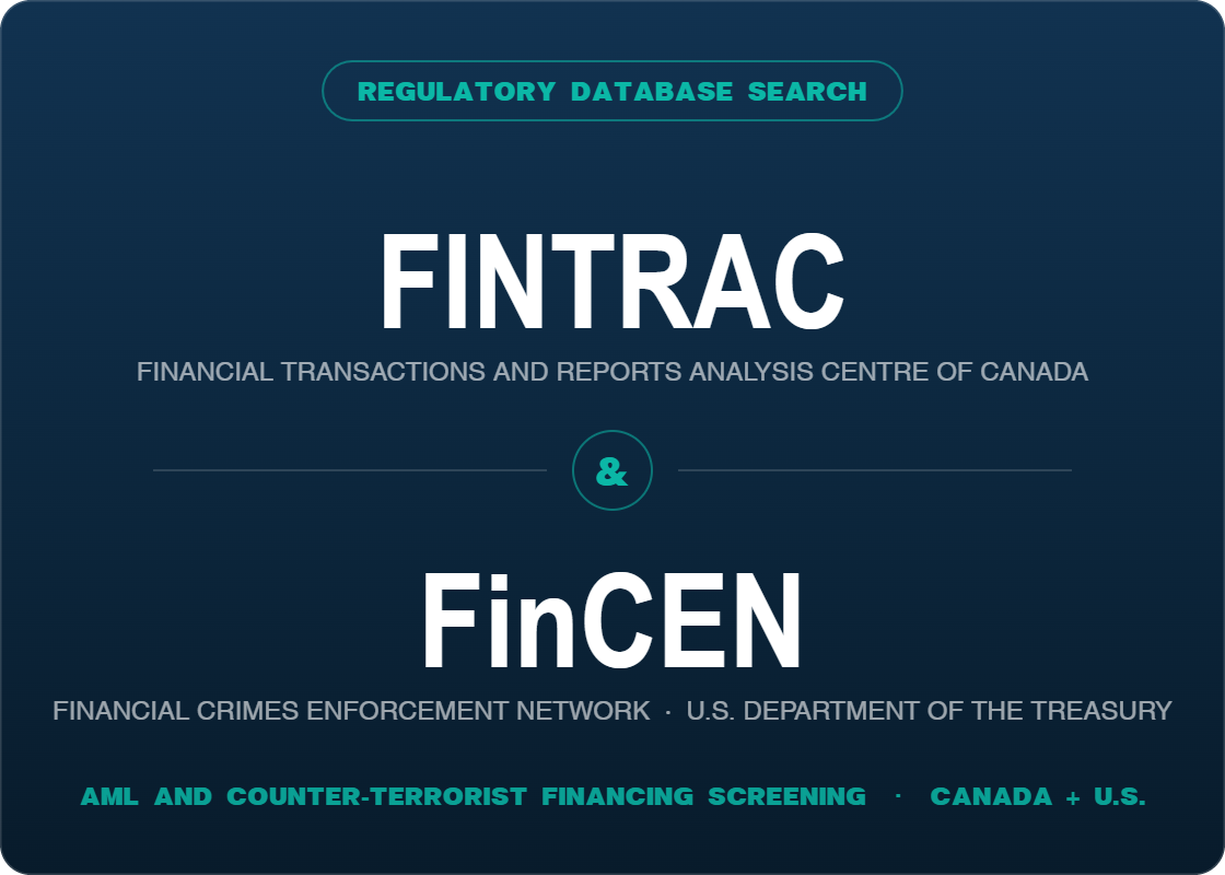 FINTRAC & FinCEN Database Search